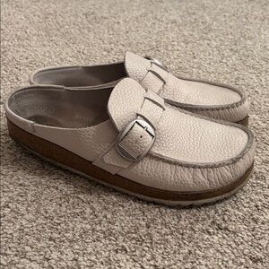 Birkenstock Women's Size 41 Buckley White Loafer Mule Shoes with Buckle